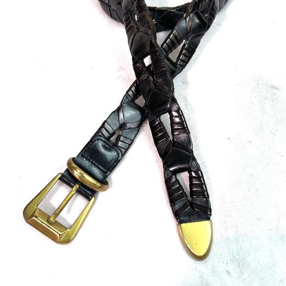 WCM Made in Spain leather Braided black belt - Picture 4 of 5